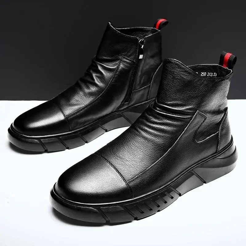 Men\'s Rain Boots Waterproof and Non-slip Male Shoes Loafers Wear-resistant Low-heel Rubber Without Lacing Work Gumboots Outdoor