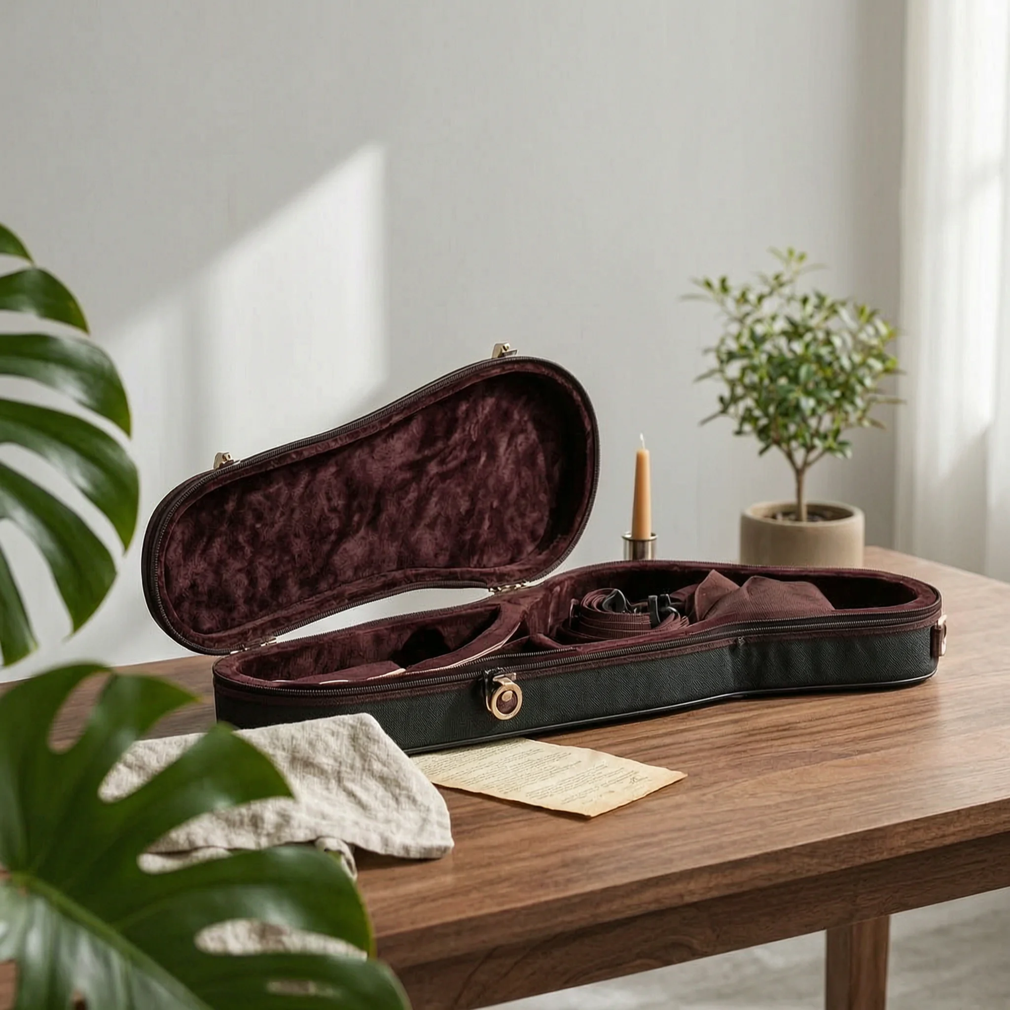 Violin Case Full-Size Violin Case with Humidity Meter Hygrometer Padded Long-Lasting for Violinists, Travel, Music School