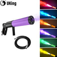 U'King LED Six Lights Carbon Dioxide Column Gun RGB Atmosphere Props Smoke Gun Dry Ice Gun For Bar Wedding Business Show Party