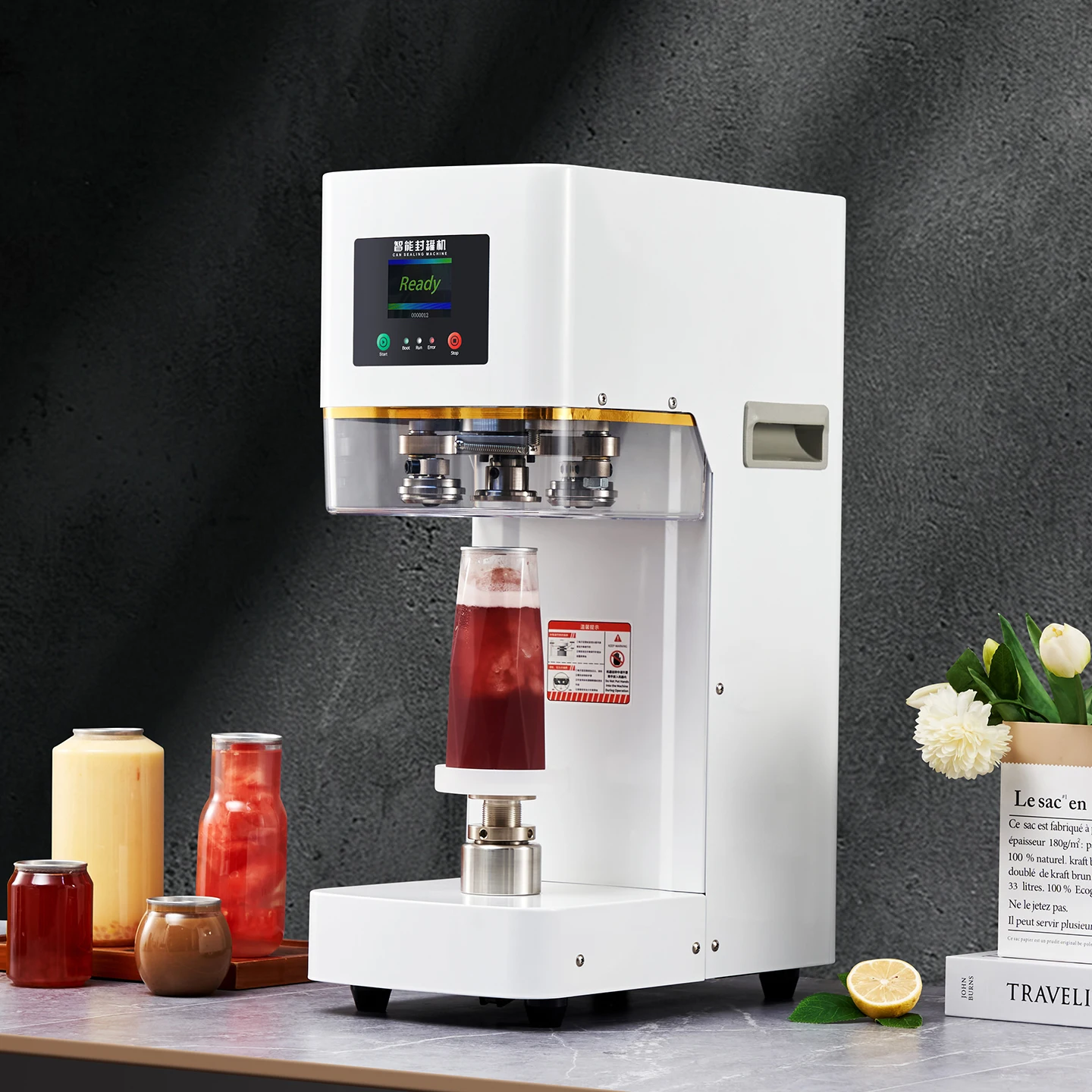 Commercial Automatic Electric Heat Seal Capping Machine PET 250ml 330ml 500ml Cans Sealing Machine for Milk Tea Beverage Drink