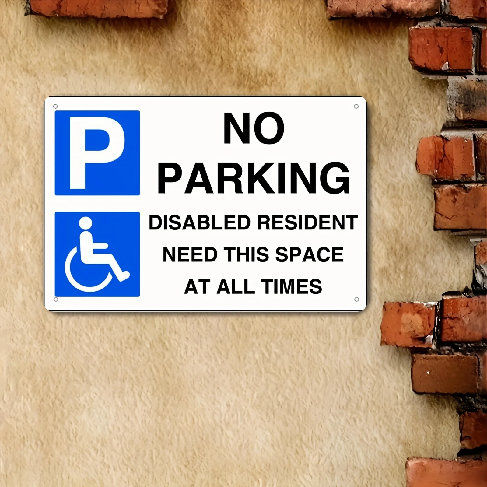 2D Flat Aluminum 20x30cm Unframed No Parking Wall Sign Disabled Resident Reserved Space Art Decor