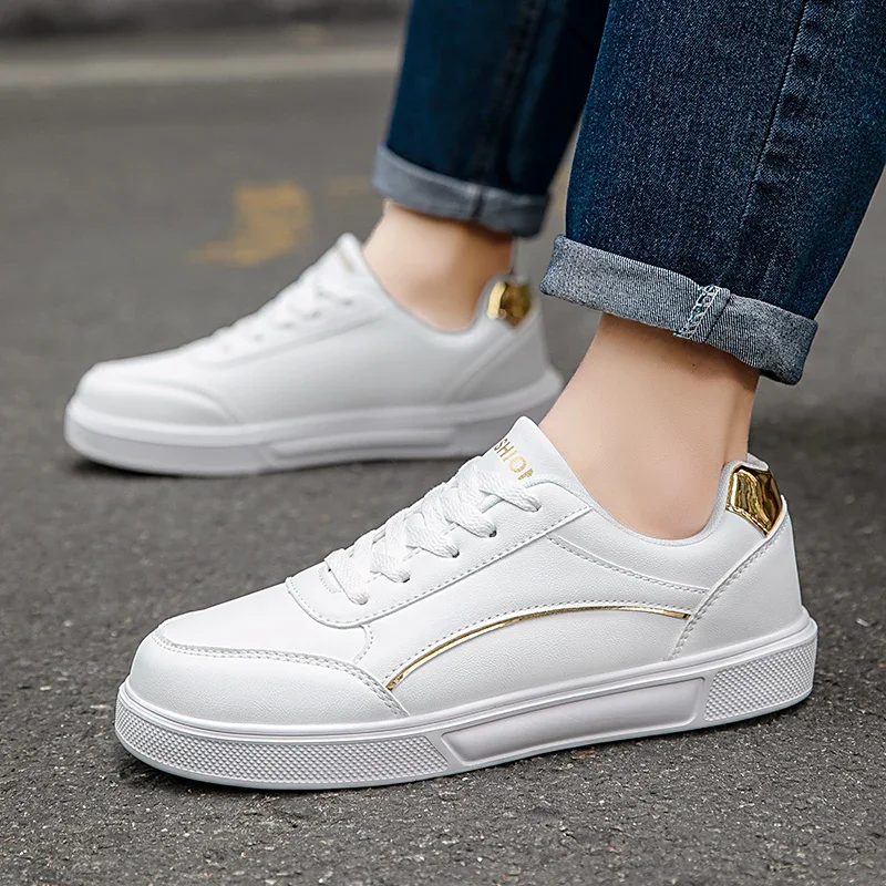 Women Casual Shoes Flat Board Shoes Lace Up White Sneakers Thick Sole Outdoor Female White Walking PU Leather Luxury Fashion