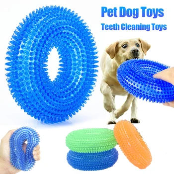Piszcząca interaktywna zabawka do żucia dla psów Puppy Bite Resistant Thorn Barbed Tooth Cleaning Toy TPR Molar Chew Toys dla psów