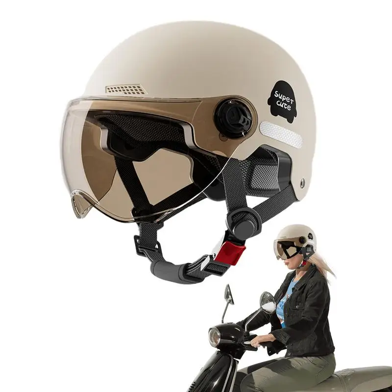 Lightweight Motorcycle Helmet Scooter Electric Bike Safety Hat Motorbike Open Face Headgear With Sun Visor Motorcycle Supplies