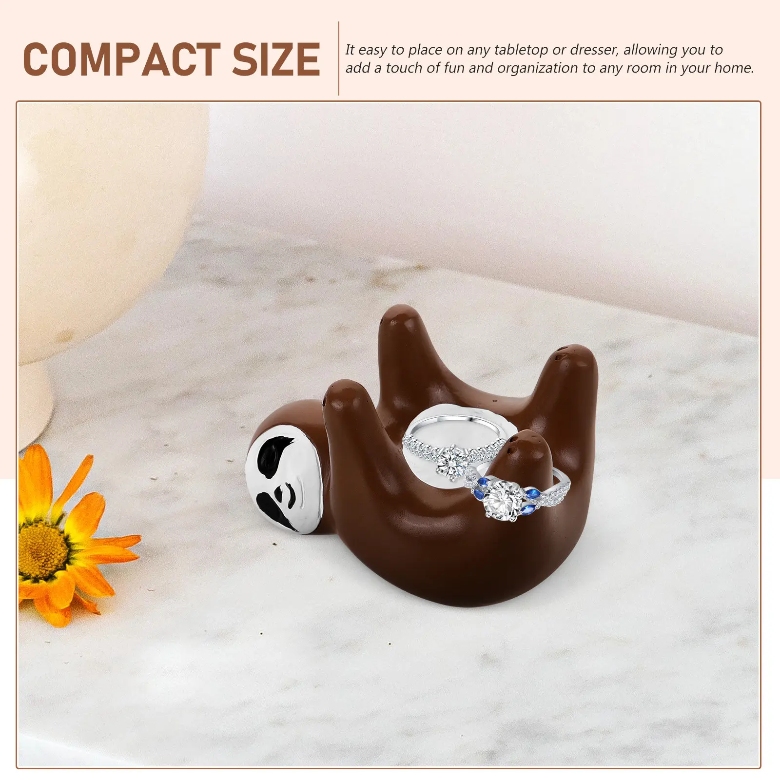 

Ceramic Sloth Ring Holder Cute Animal Shaped Jewelry Organizer for Rings Necklaces Bracelets Desktop Tabletop Decor Gift