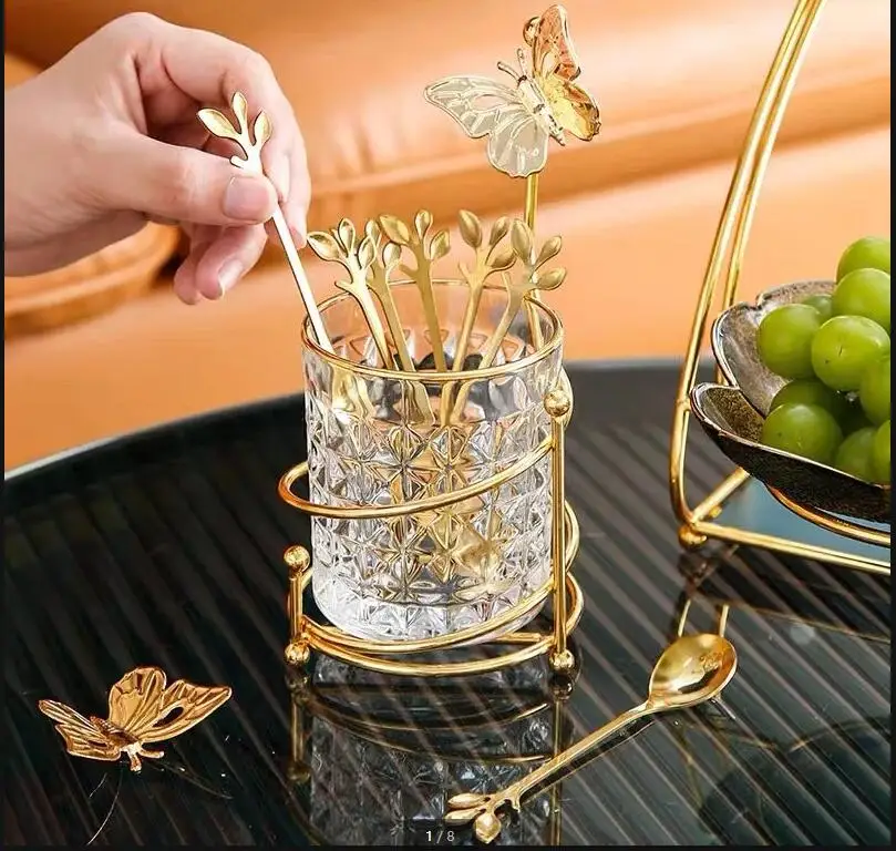 Metal Glass Storage Jar Spoon Fruit Fork Set Ornament Home Kitchen Tableware Knife Chopstick Rest