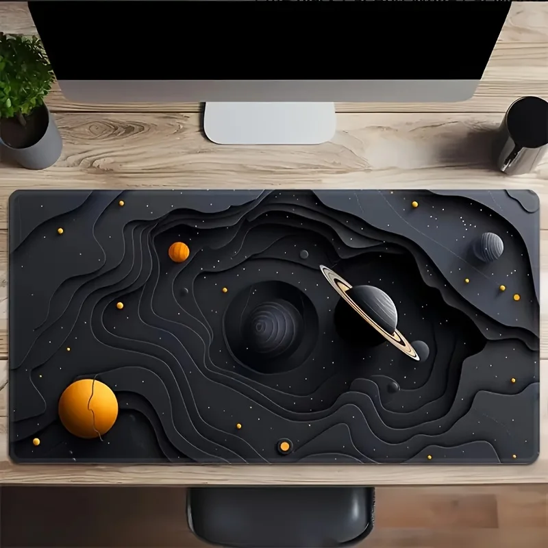 Galaxy Space Planet Paper Cutout XXL Extended Gaming Mouse Pad Durable Non-Slip Rubber Desk Mat for Office