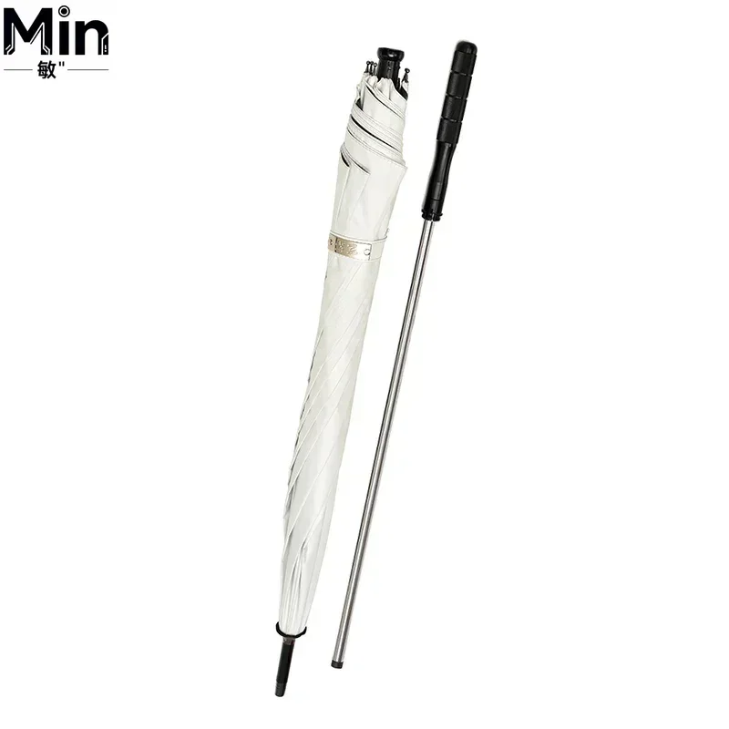 2-in-1 Self-Defense Walking Cane Stick Windproof UV Protection Umbrella for Hiking Outdoor Rainy Days - view 4