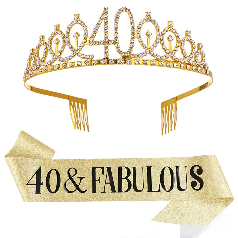 30. Geburtstag Jubiläum Dekoration Glückliche Frauen Glitzer Kristall Krone Schärpe Set Geburtstag Satin Schärpe Partyzubehör PDZS002 – Detail 12