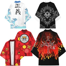 Anime Luffy Edward Newgate Ace Trafalgar Law corazón Cosplay disfraz abrigo uniforme capa Tops Kimono Haori camisa Unisex