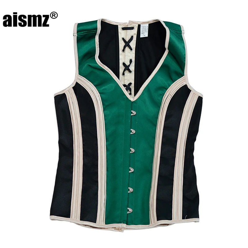 Aismz Corset Men's Underwear Slim Fit Tank Top Shapewear Chest Binder Waistcoat Vest Jacket Steampunk Gothic Corset Men Shapers