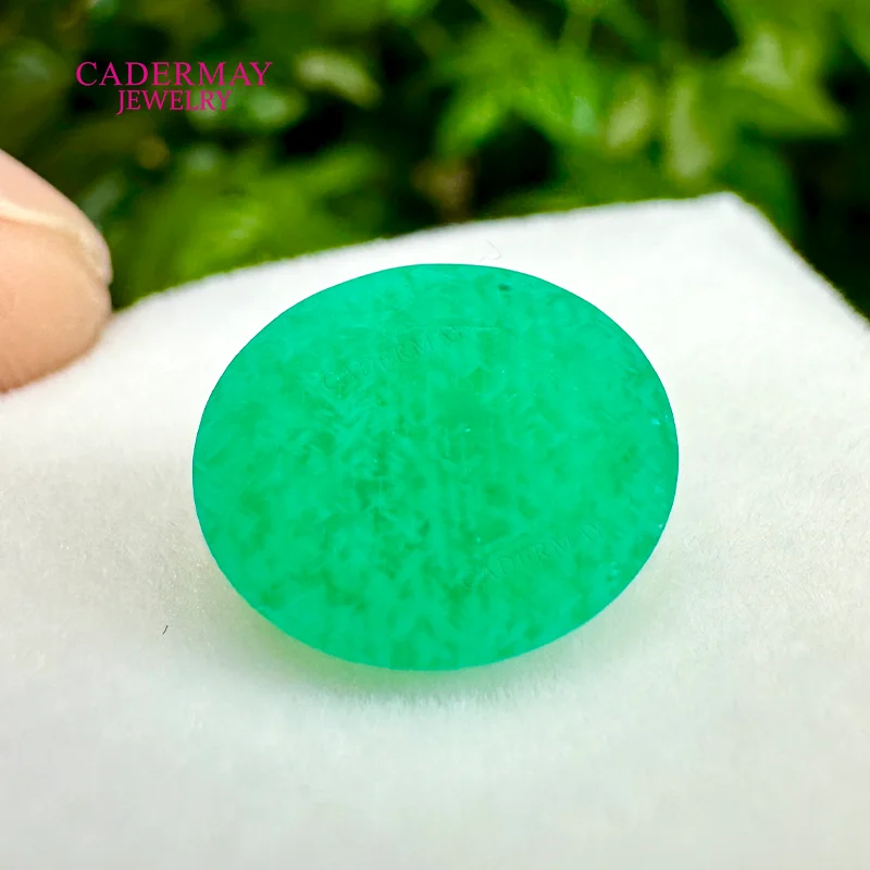 Cadermay 3# Color Lab Grown Emerald Loose Stone 5x7mm-12x16mm Oval Shape Hydrothermal Emerald With Inculsions For Making Jewelry