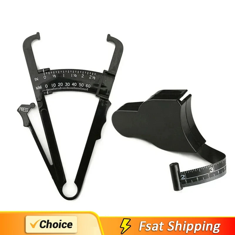 Body Fat Caliper Fat Measure Clipper Combo with Body Percentage Measure Chart Measuring Fat for Men and Women