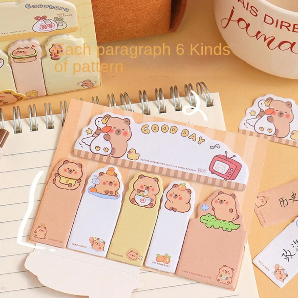 ตัวอักษร Capybara แท็บดัชนี Self กาว 90 แผ่นการ์ตูน Sticky Notes Multi-Purpose To Do List กระดาษข้อความเครื่องเขียน