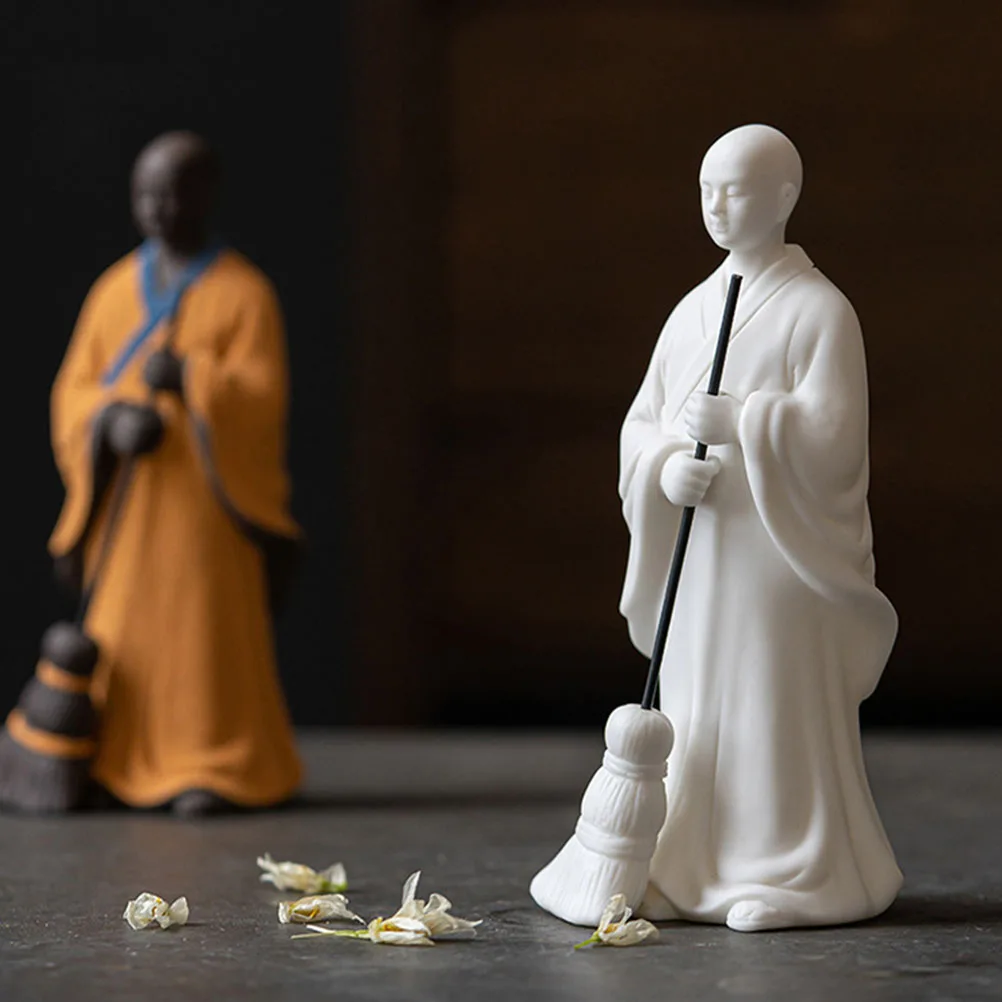 

1Pcs Chinese Style Purple Craft Decor Sweeping Monk Figure Unique Accessory Home Office Desktop Decoration Long Lasting