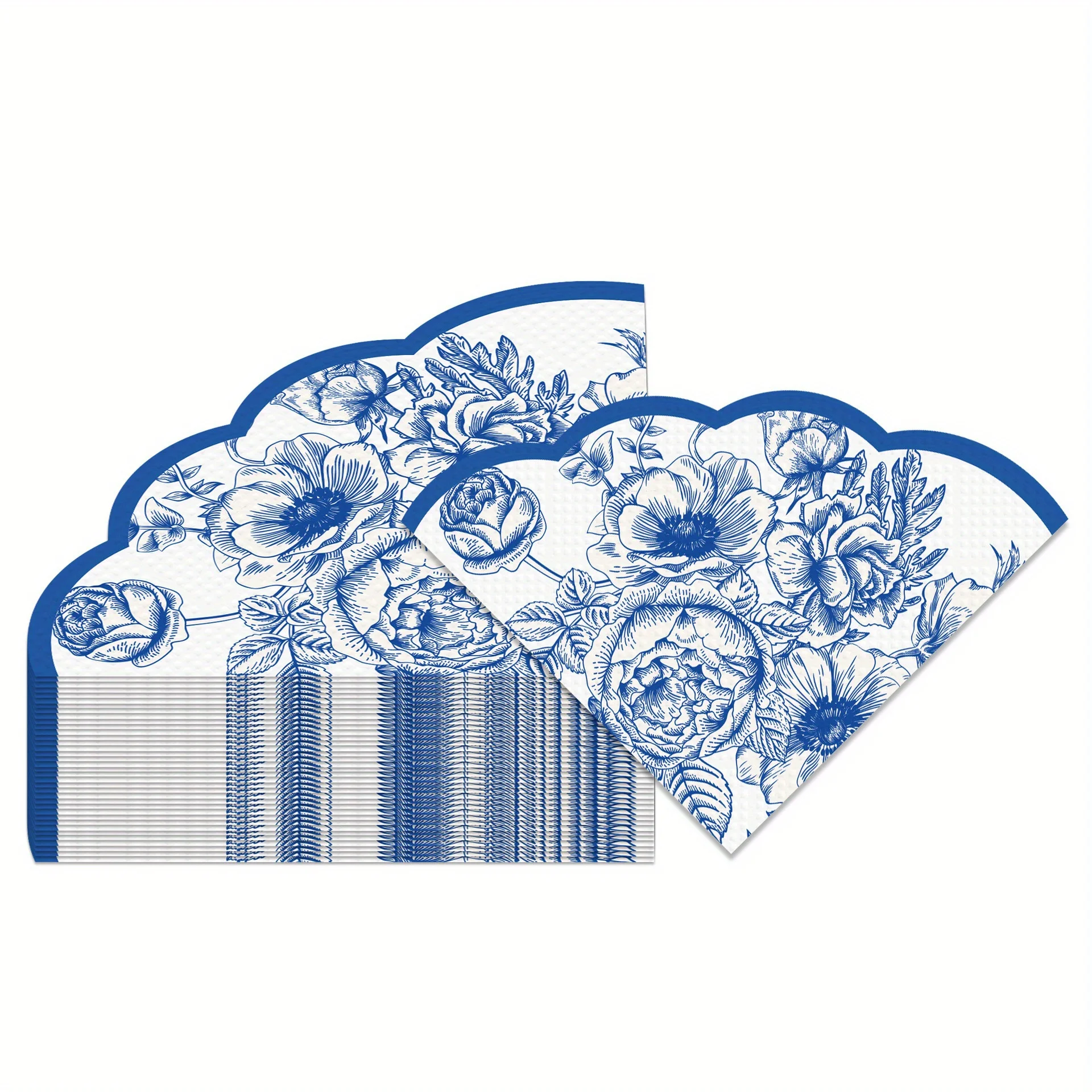 Vintage blaue Blumen Papierservietten Hochzeit Einweggeschirr Servietten Taschentücher Baby Geburtstag Party Abendessen Tischdekoration – Detail 2