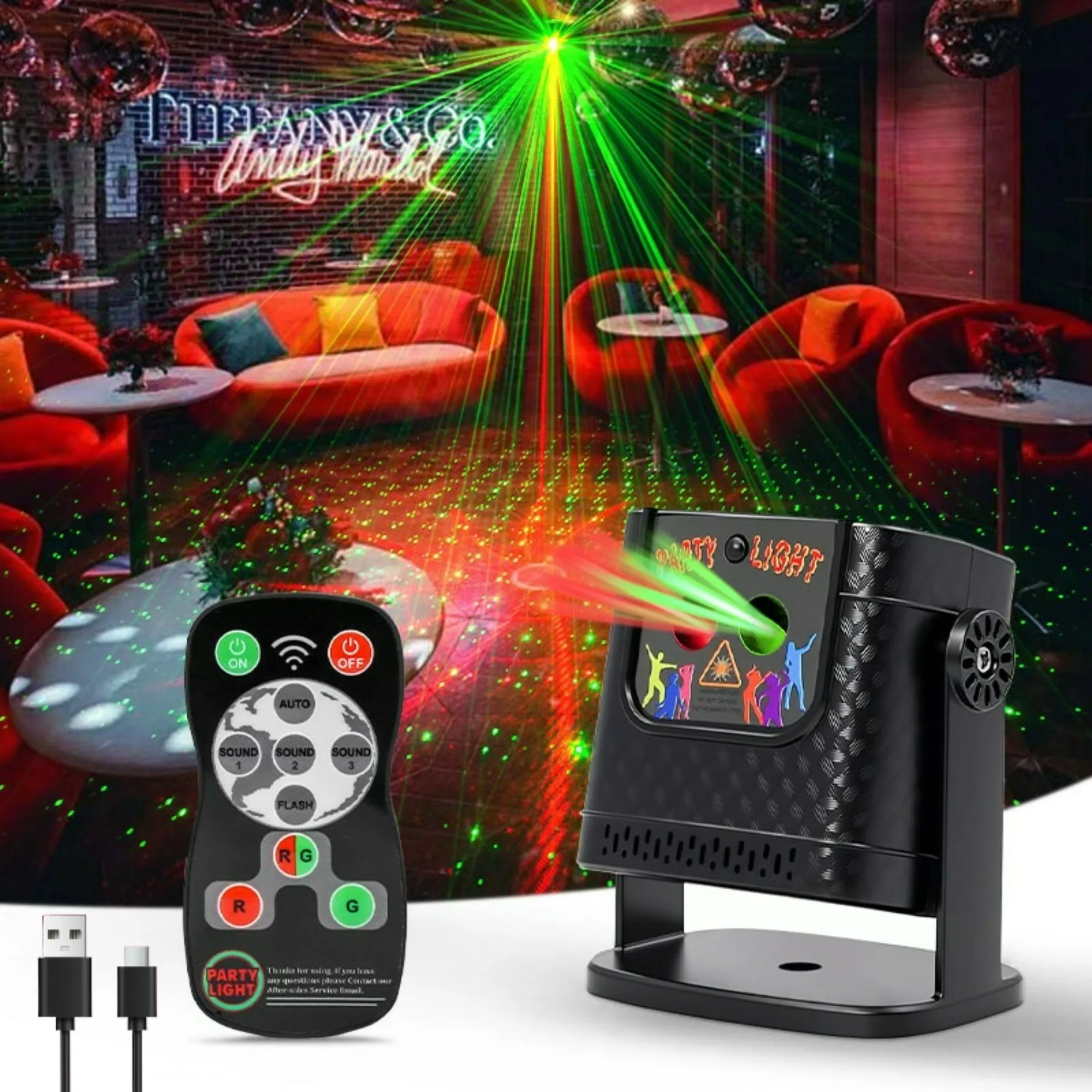 

Лазерный сценический светильник с голосовым управлением и пультом ДУ, 60 режимов, стробоскоп, вращение лучей, для KTV, баров, дискотек, вечеринок, создания атмосферы