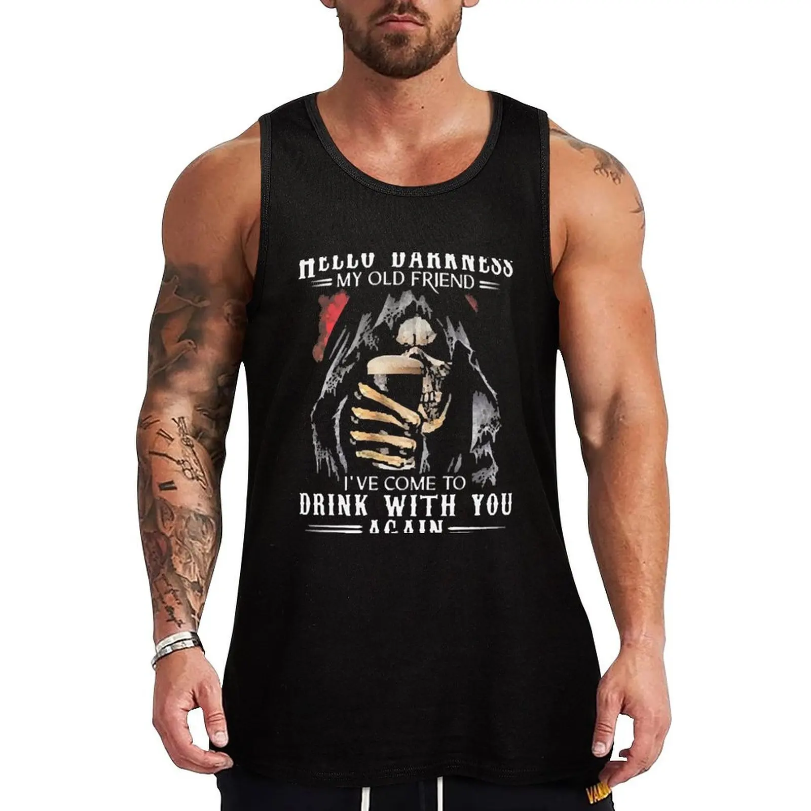 Hello Darkness My Old Friend Tank Top Vest for boy gym men muscle t-shirt