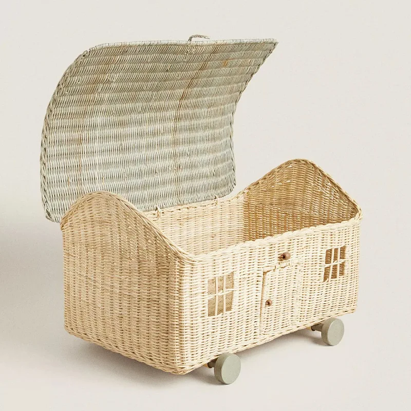 Handmade rattan woven small house cabin car storage basket
