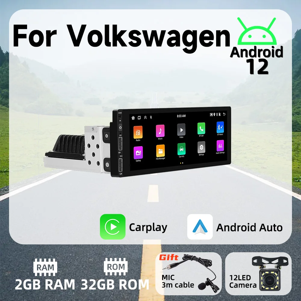 

6.9" 1Din Android Radio Car Multimedia Player for Volkswagen Android Auto Stereo Head Unit Carplay Autoradio GPS Navigation Wifi