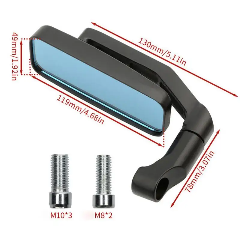 Motorcycle Hand Bar End Mount Clamp Rearview Mirrors Motorcycle Handlebar End Mirror Universal Adjustable Wide Angle Side Mirror