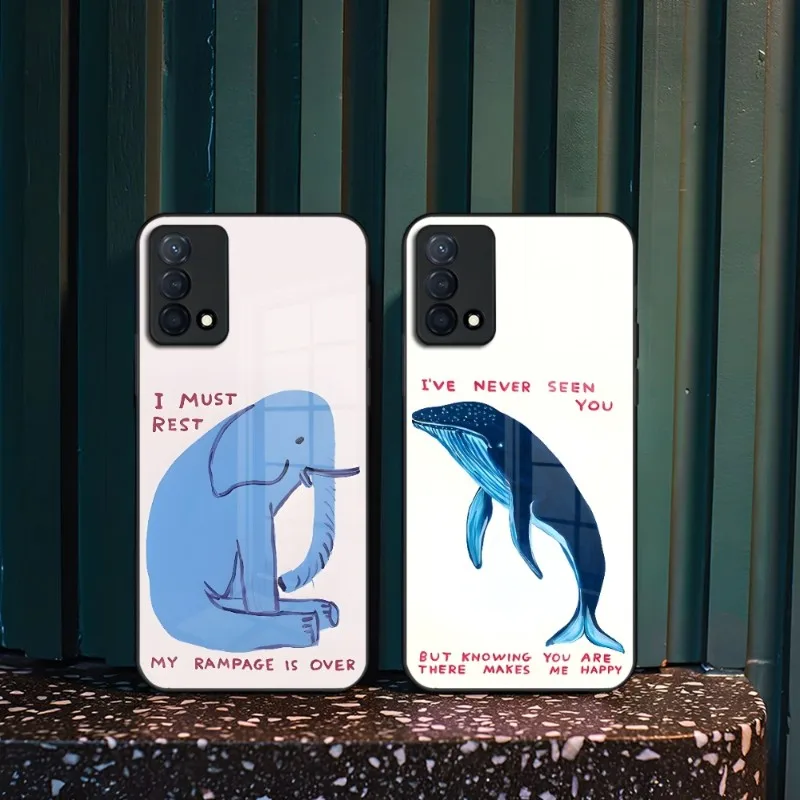 David Shrigley Color Graffiti Phone Case For Oppo Find X3 X5 Pro Reno 4 7 6 A15 A54 A95 A55 A57 A93s A94 A92s Glass Cover