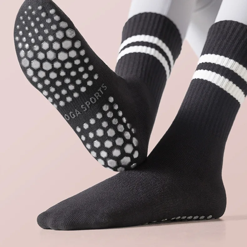 Yoga Socken Damen Mid Socken Baumwolle rutsch feste Silikon Indoor Fitness Handtuch Boden Socken Pilates Damen Sports ocken