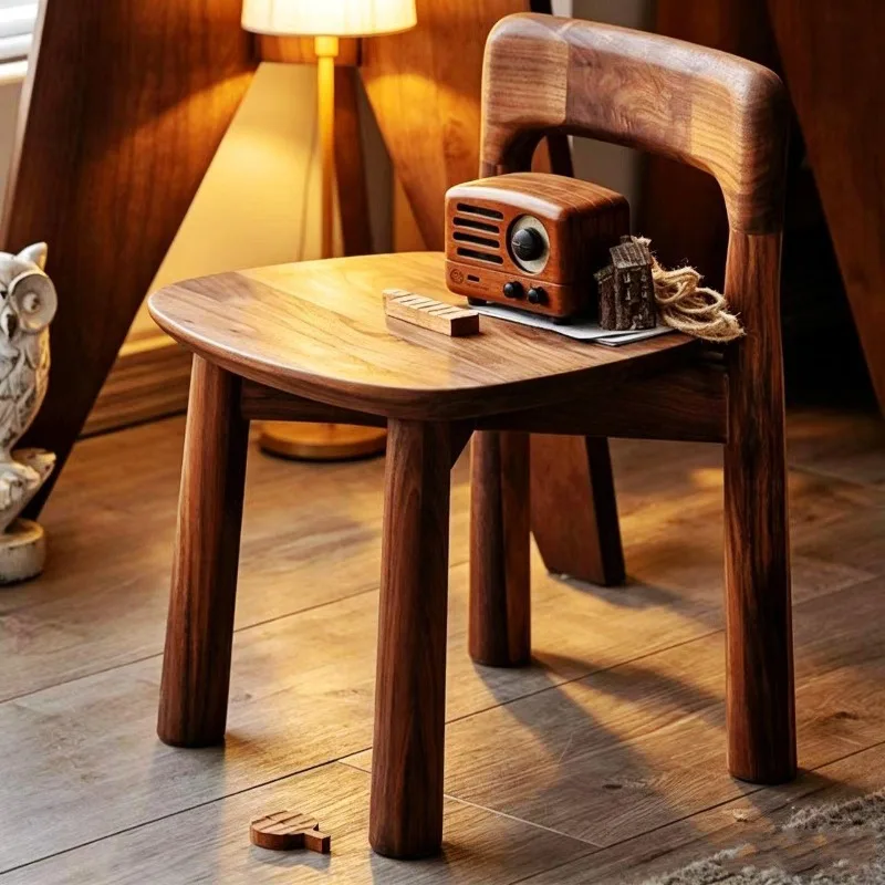 north-american-walnut-children's-chair-stool-shoe-changing-stool-biscuit-stool-low-peanut-mortise-solid-wood-baby