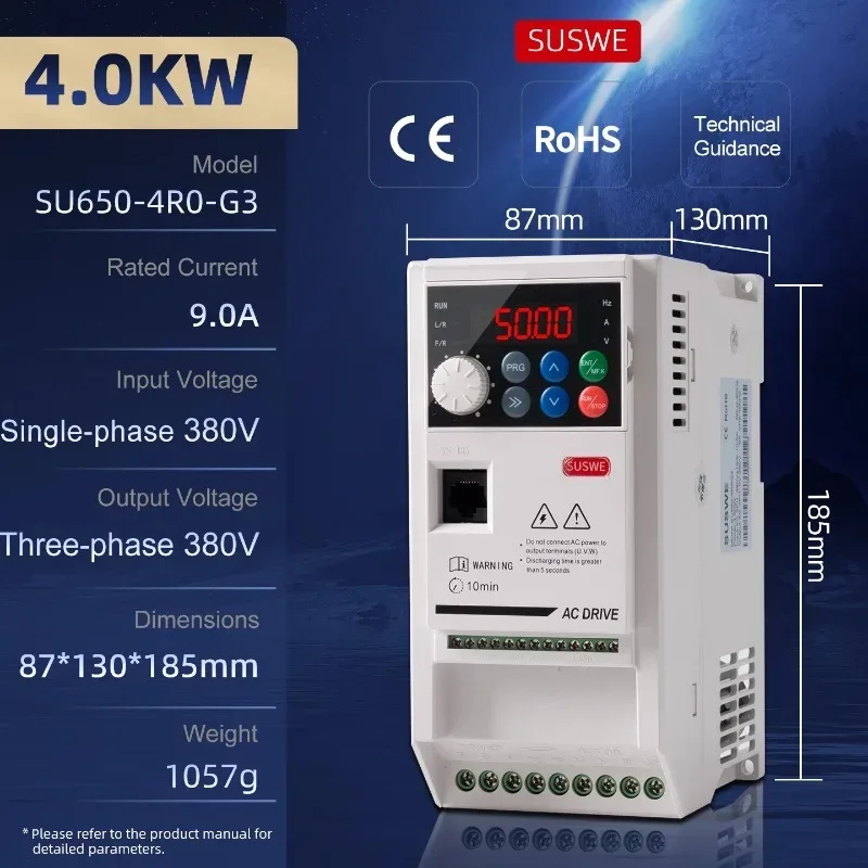 VFD 0,75/1,5/2,2/4/5,5kW/15kW Ingang 220V/380V, Driefasige uitgang 220V/380V Vectorfrequentieomvormer, Motorsnelheidsregelaar