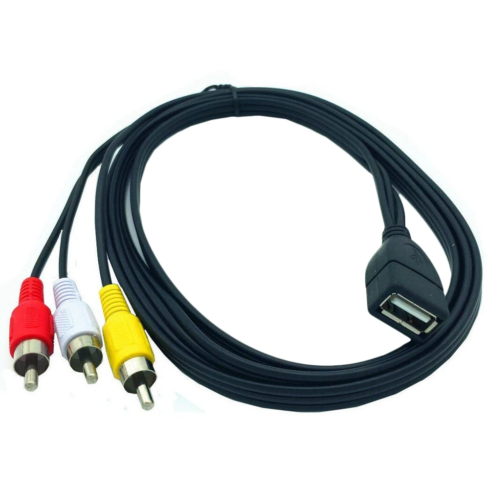 1.5M Usb A Female To 3 Rca Phono Av Cable Lead Pc Tv Aux Audio Video Adapter