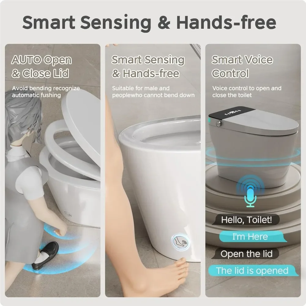 One Piece Modern Toilet,Smart Toilet with Bidet Built In, Heated Seat, Tankless 1.28 GPF, Auto Open/Close Lid, Foot Sensor,