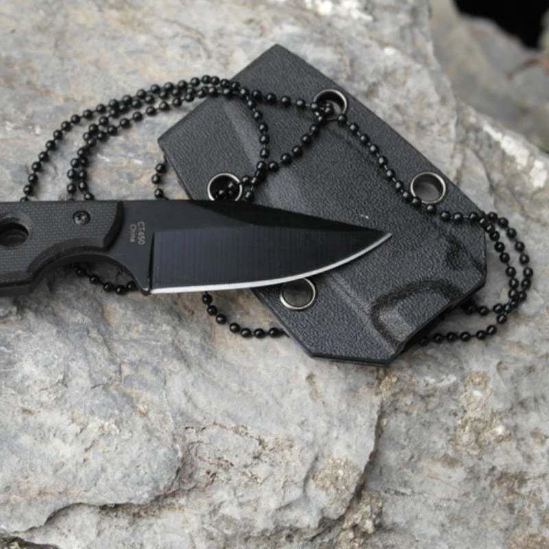 New Outdoor Mini Pocket Straight Knife, Portable Self-Defense Survival EDC Knife, Multifunctional Necklace Neck Knife