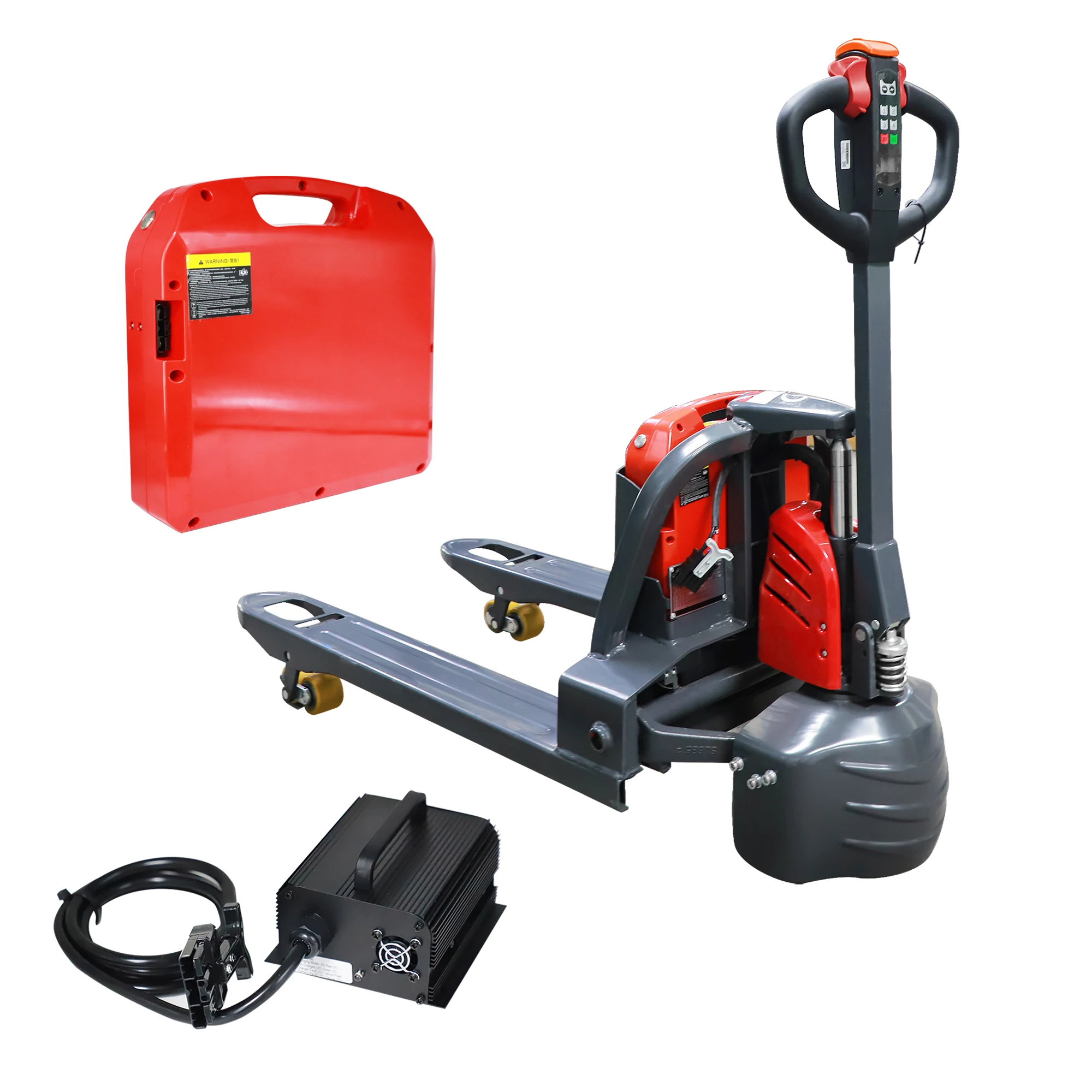 

Full Electric Pallet Jack, 4400LBS Capacity 45"x27" Forks Electric Powered 48V15Ah Lithium Battery Truck for Handling Lifting