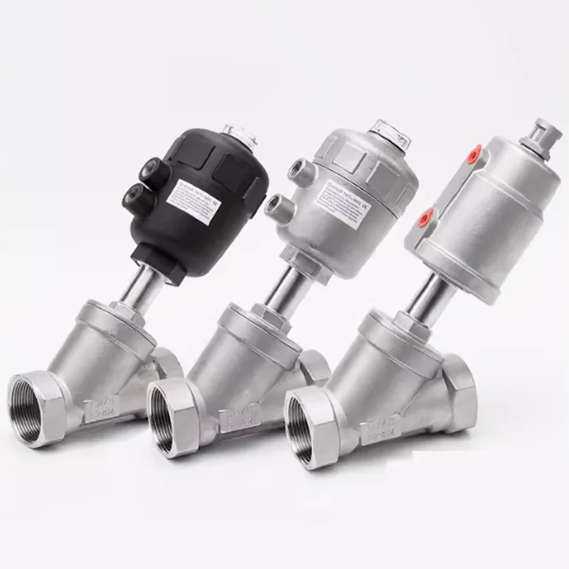 

Y-shaped 304 stainless steel pneumatic angle seat valve high-performance steam thread JZF 1/2 "3/4" 1 steam gas oil water