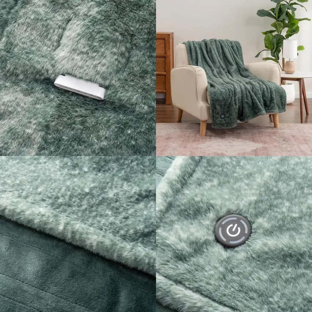 

Reversible Electric Throw Blanket with 4 Heat Settings, Fast Warming, Auto-Off, 50x60