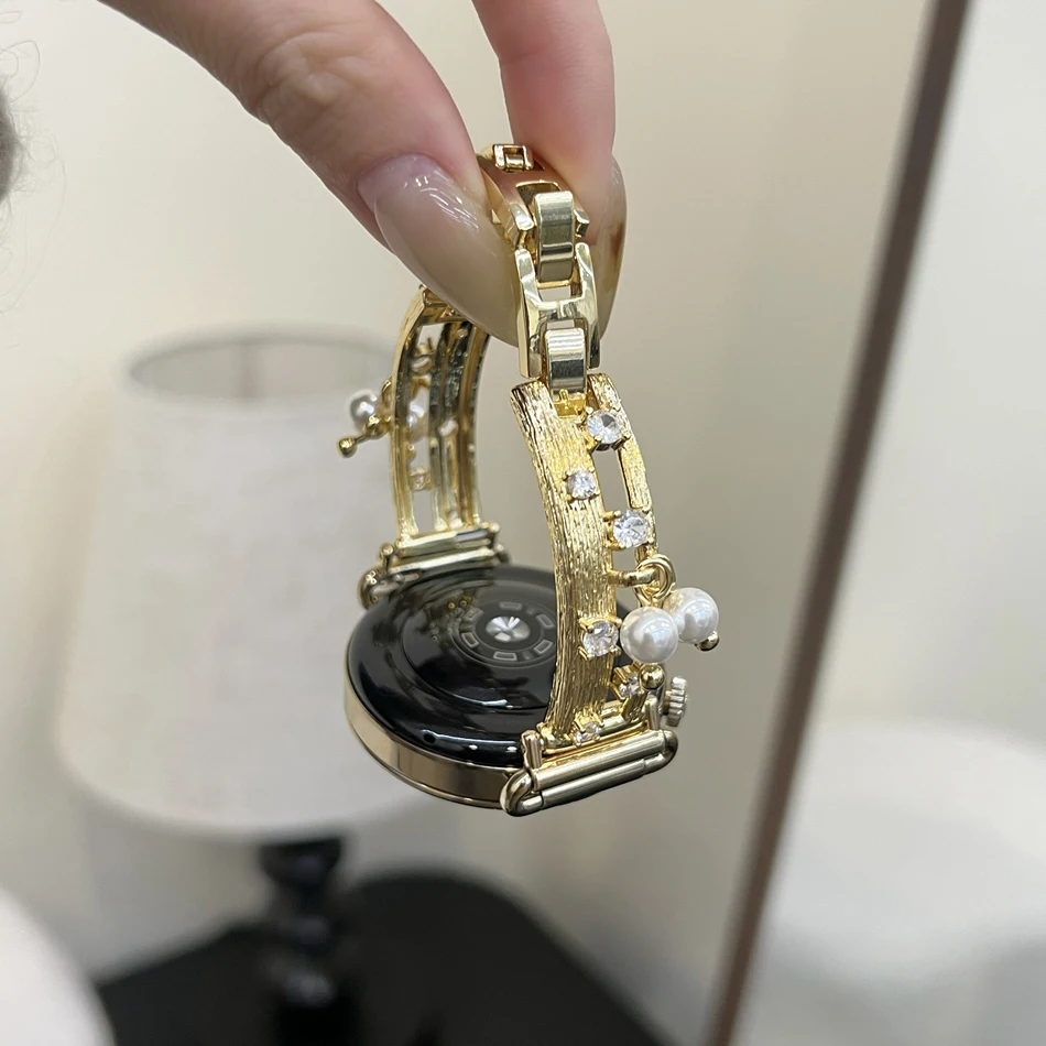 Brushed Metal Bands for Samsung Galaxy Watch 8 44/40/46/47 MM Ultra 7 6 5 4 Huawei 11 10 GT5 GT6 Pro 42/46MM Pearl Pendant Strap