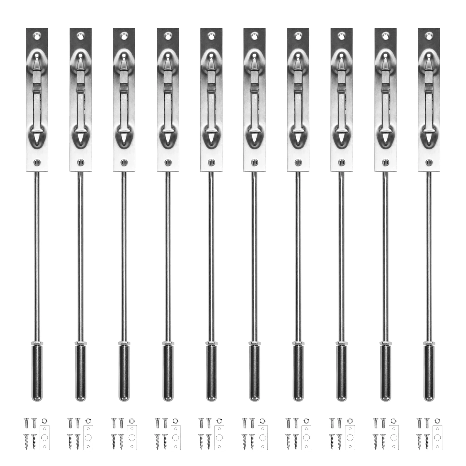 

10 Packs Lever Action Flush Bolt Latch 16.54inch Concealed Safety Door Lock Solid Stainless Steel for Metal Doors Aluminum Doors