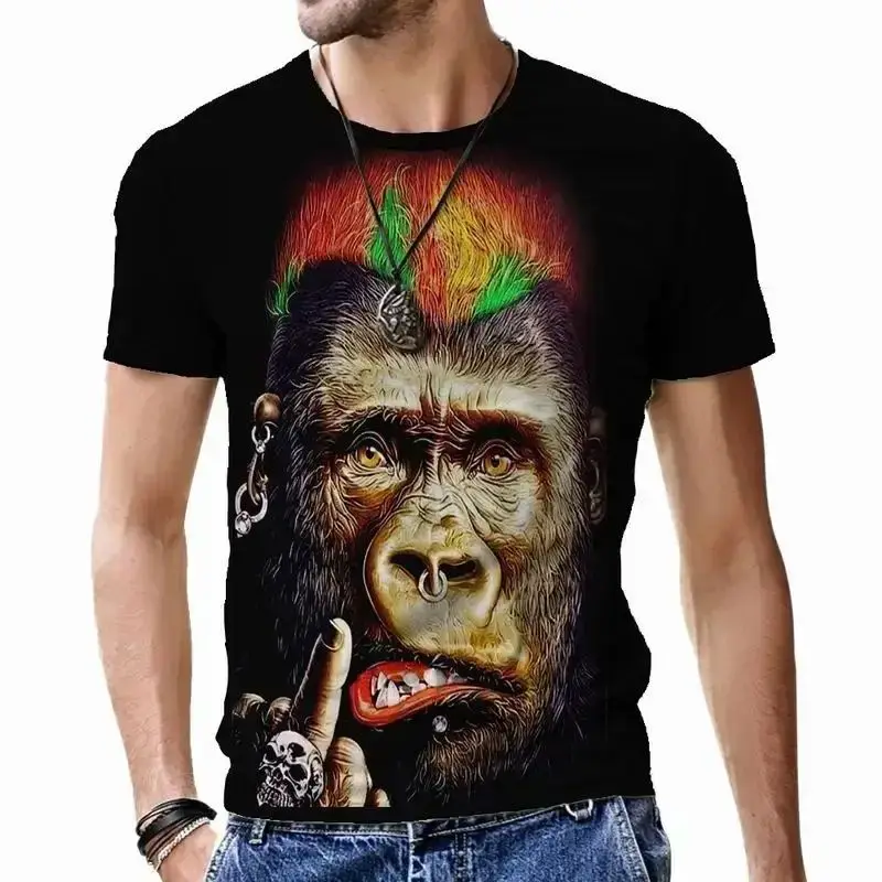 Man Funny Funny Animal Monkey Food Funny Pattern 3d Printed T-Shirt Fashion Street Funny Personality Plus Size Breathable Top