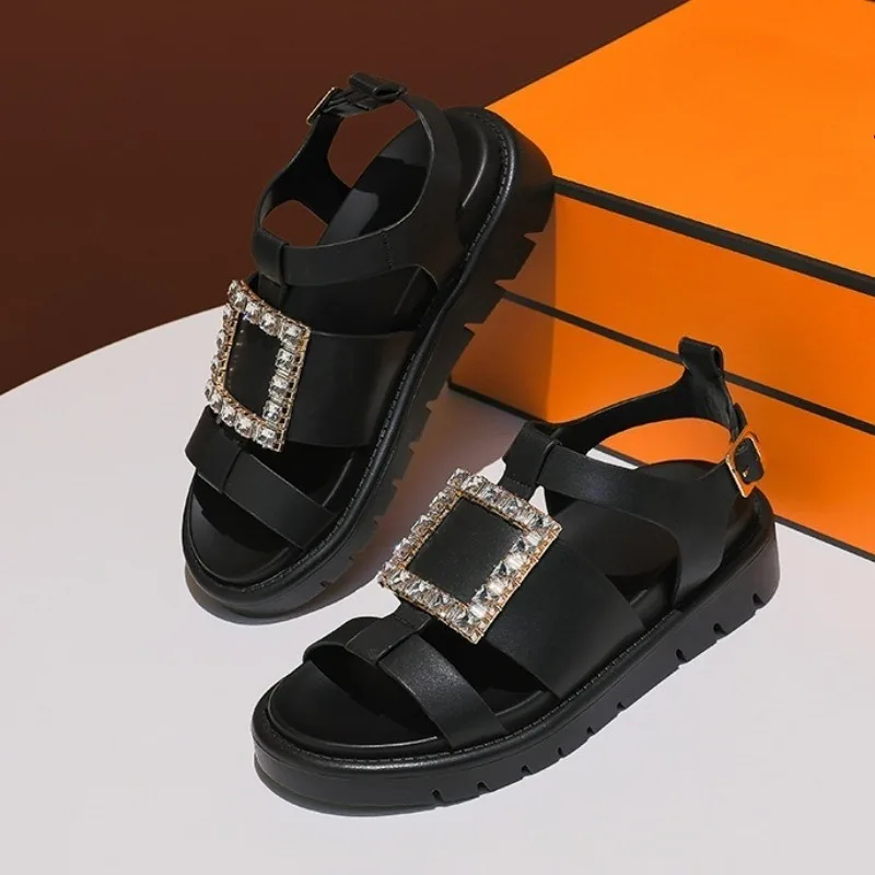 Fashion Women's Shoes Luxury Rhinestone Platform Sandal for Woman Exquisite Vacation Casual Shoes Designer Shoes Sandalias Mujer