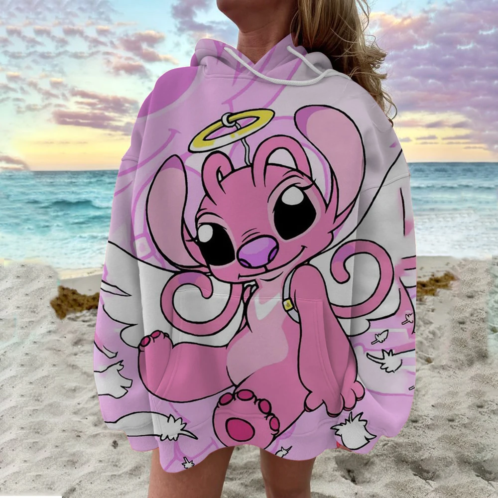 

Женская толстовка с круглым вырезом Y2k Sudaderas, модные толстовки с принтом Лило Disney Stitch, пуловеры с длинными рукавами для девочек, трендовые свитшоты с цветочным узором