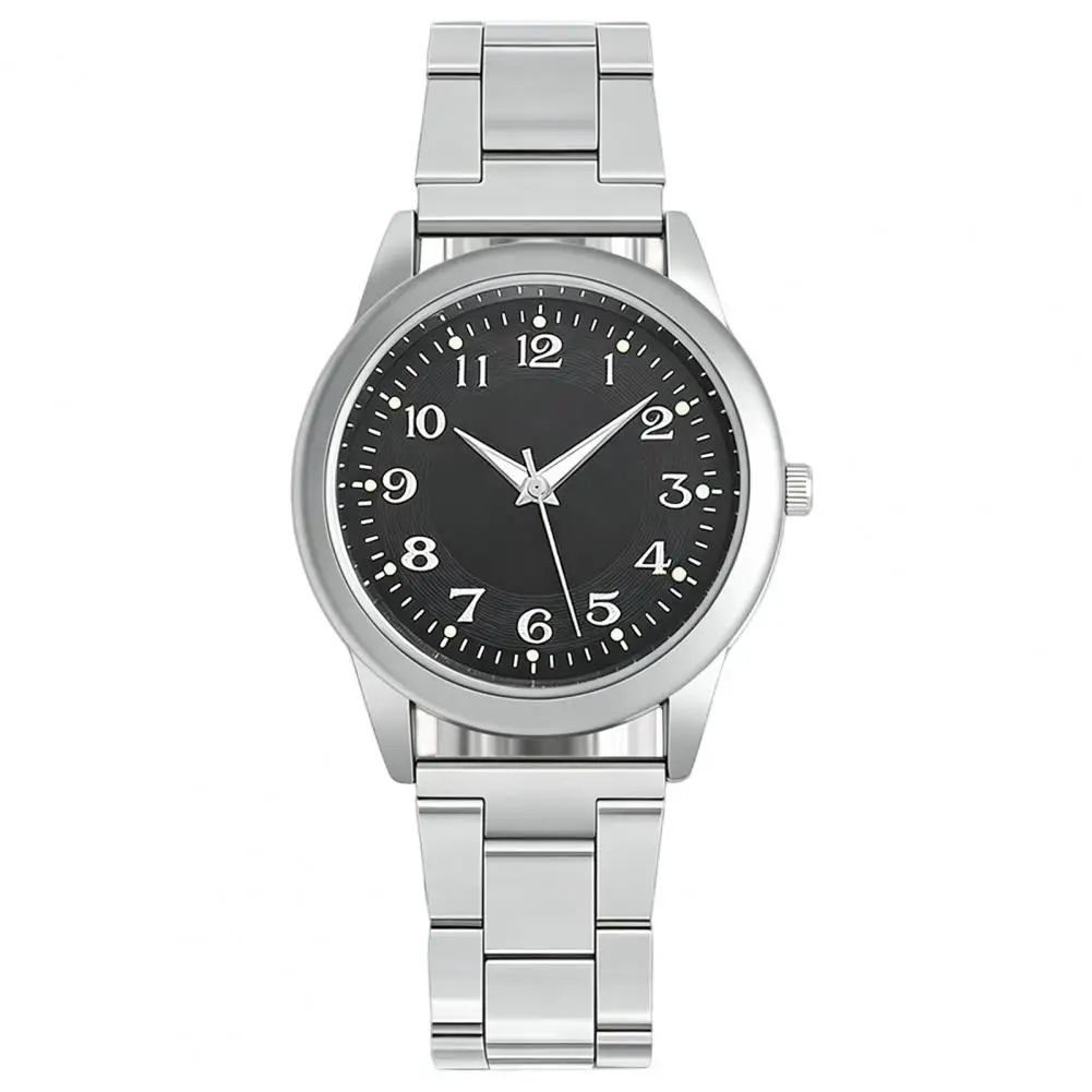 Round Dial Men Watch, Arabic/Roman Numeral Luminous Wrist Watch Casual Formal Wristwatch with Steel Band Gift for Him