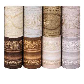 Bordes de papel tapiz, pegatinas de pared de PVC, vinilo impermeable, decoración del hogar, relieve, habitación de niños, baño, autoadhesivo DIY