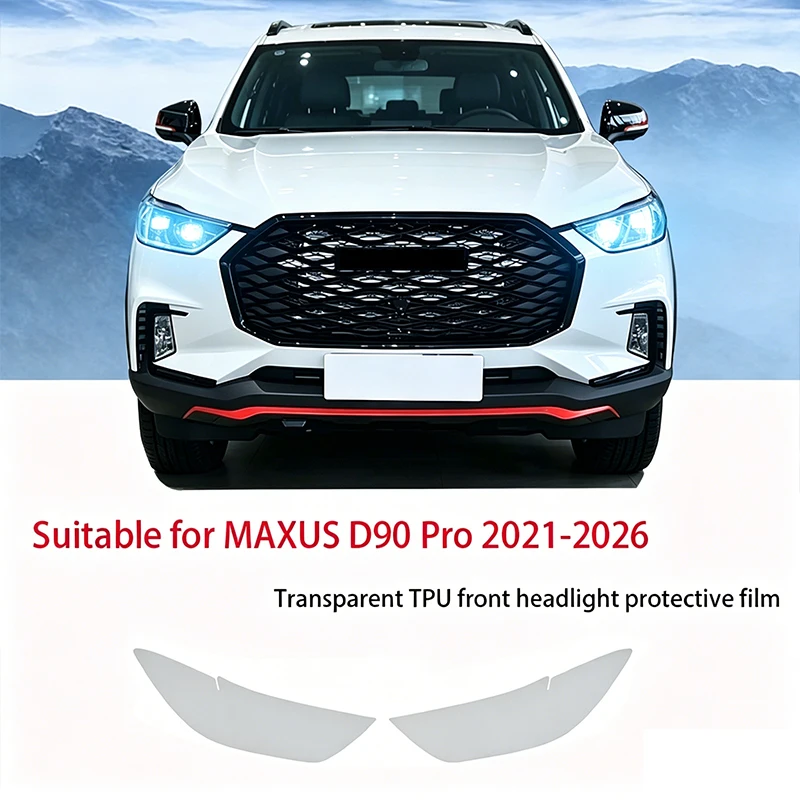 

Fit for MAXUS D90 Pro 2021-2026 Transparent Smoked Black TPU Front Headlight Film Anti-Scratch Pre Cut Vinyl Wrap Safe Sticker K