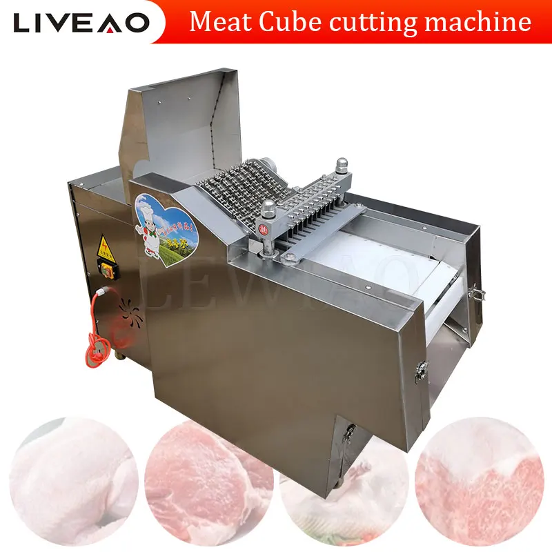 

Electric Meat Cube Cutter Fish Dicing Commercial Meat And Bone Cutting Machine Automatic Beef Cube Chicken Meat Cutting Maker