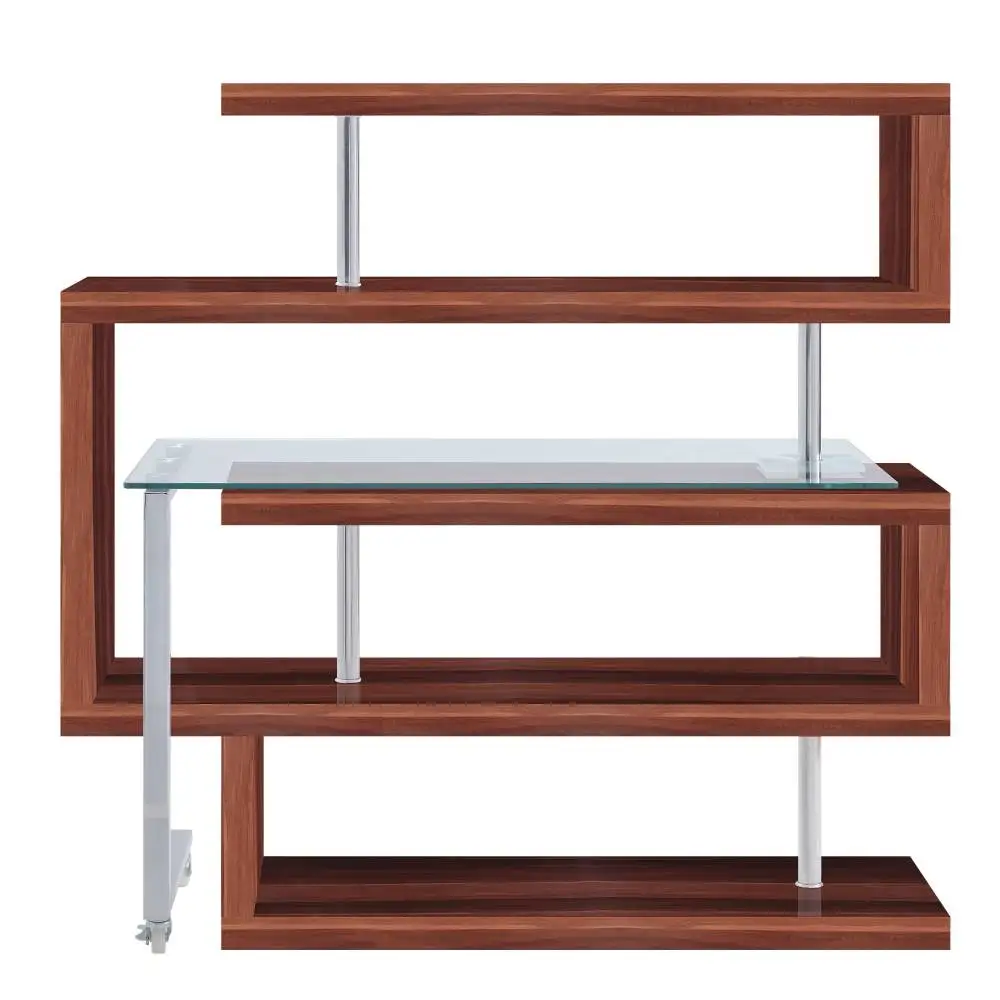 

Buck II Clear Glass, Chrome High Gloss Finish Writing Desk with Shelf