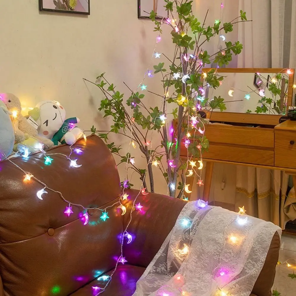 

Easy To Install 5M Star Moon Light String Beautiful Colorful Led Fairy Lights Portable Secure Atmosphere Lamp Birthday