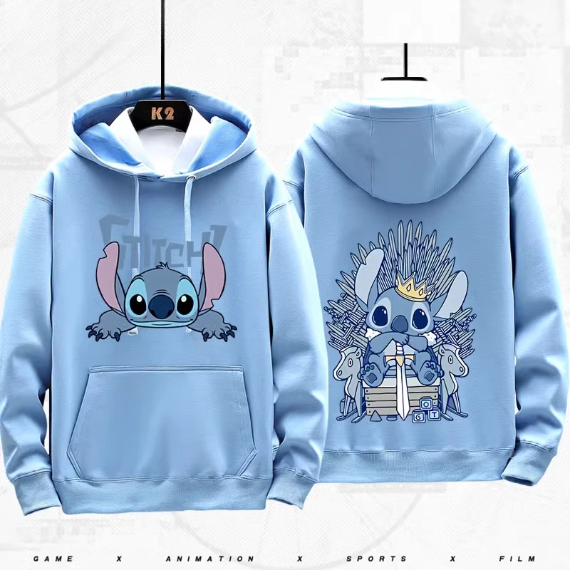 Disney Cartoon Hoodie Stitch Pattern Printing Loose Fashion Unisex Autumn and Winter Sweater Aesthetic Tops