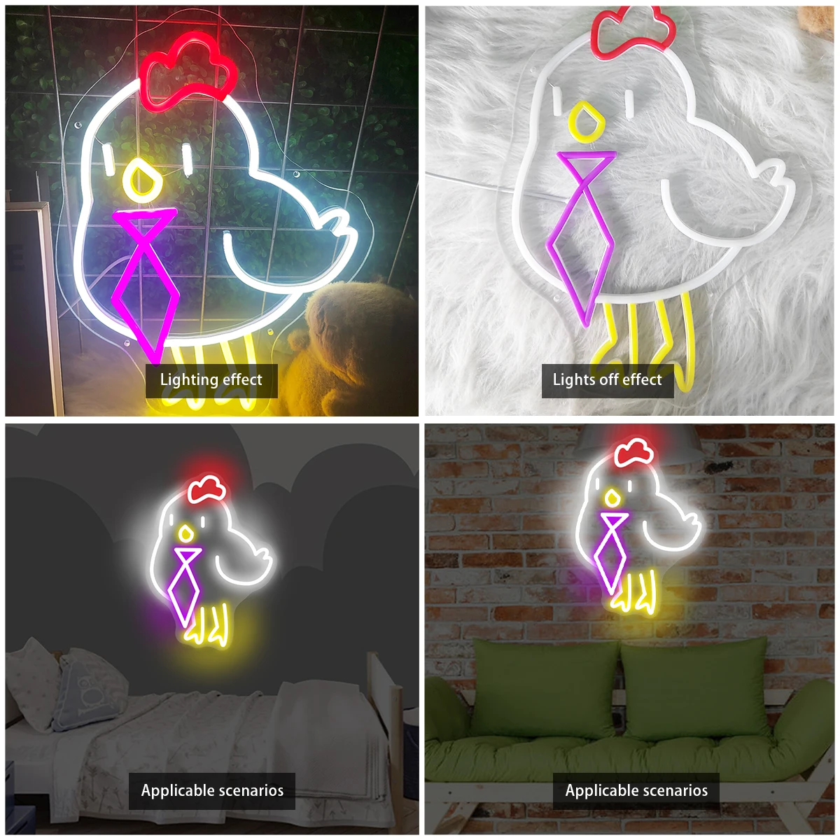 Chick Neon Sign Wall Decor LED Neon Light ธุรกิจ Store ป้ายวันหยุดของขวัญ USB Powered Shop Decor Light โคมไฟนีออน