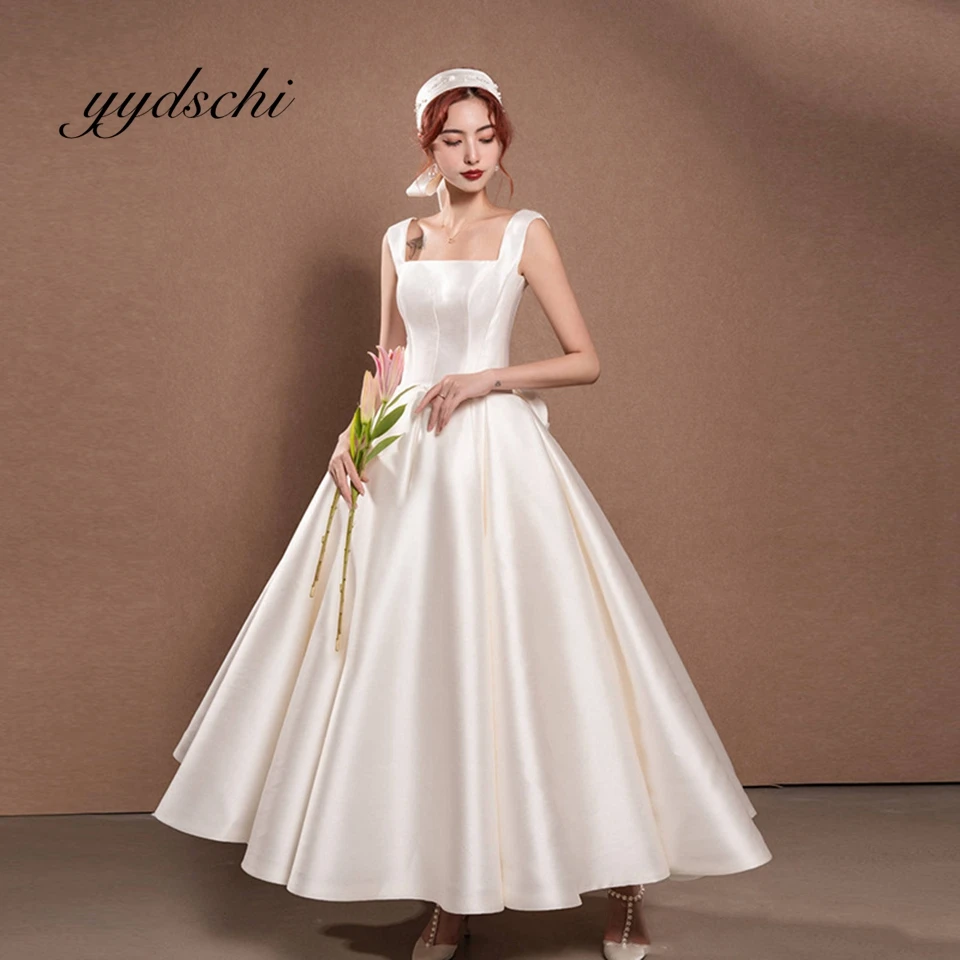 

Customized Simple Tank Wedding Dresses Backless Sleeveless Ball Gown For Women 2025 Square Collar Bride Gowns Vestidos De Novia