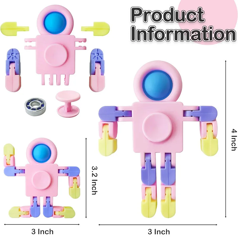 Transformable Chain Astronaut Robot Finger Gyroscope Fidget Spinner Sensory Fingertip Toy For Kids Adults Stress Relief Autism